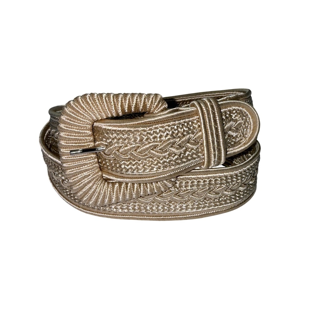 Collezione New York Woven Rope Style Belt Gold Tone Buckle Women - Picture 1 of 5